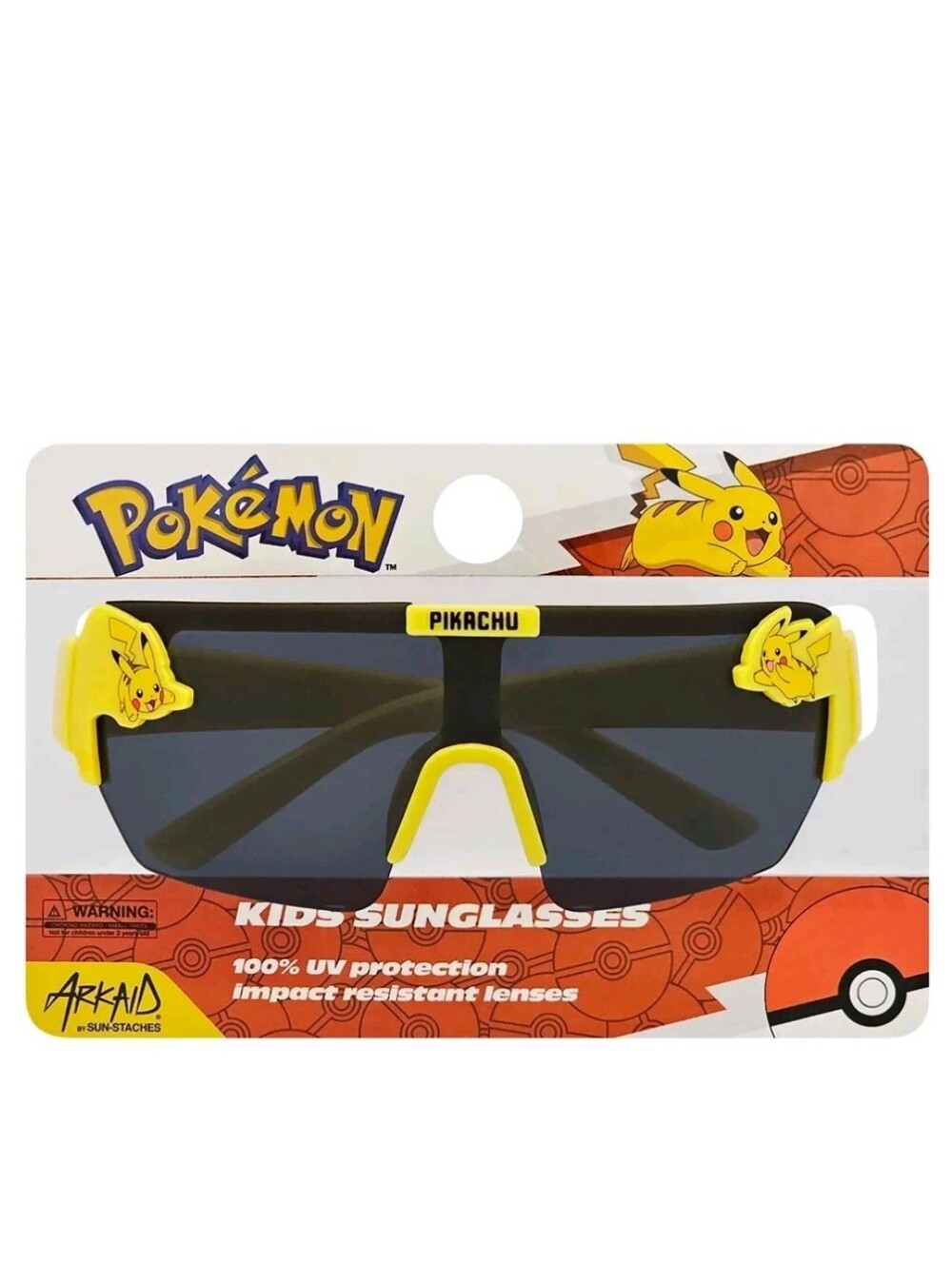 Pokemon Pikachu Yellow Large Lens Character Mold Sports Wrap Sunglasses